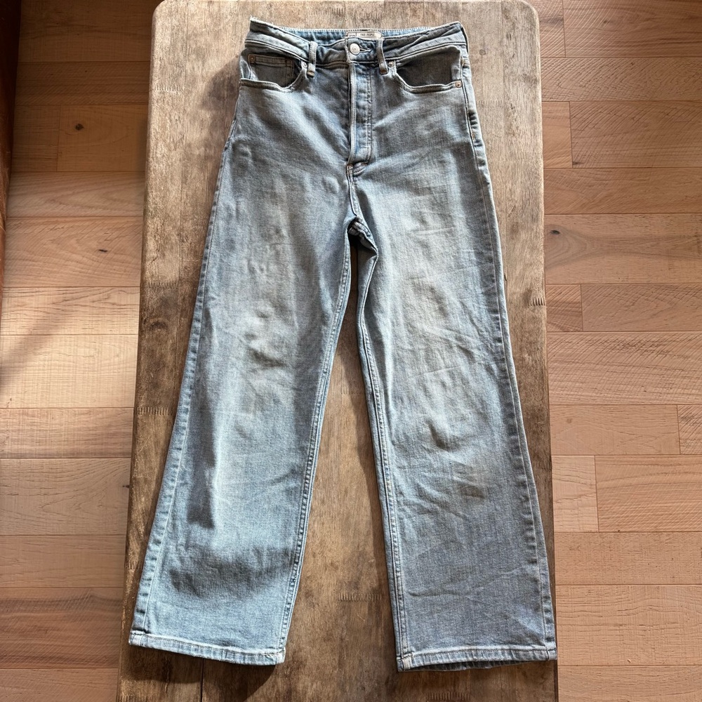 FREE PEOPLE CROPPED HIGH-WAISTED JEANS